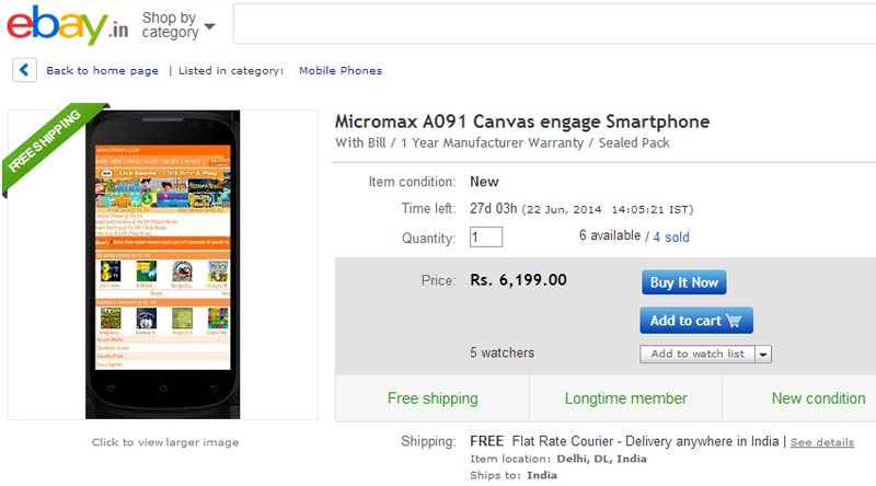 Micromax-Canvas-Engage-a091-on-eBay