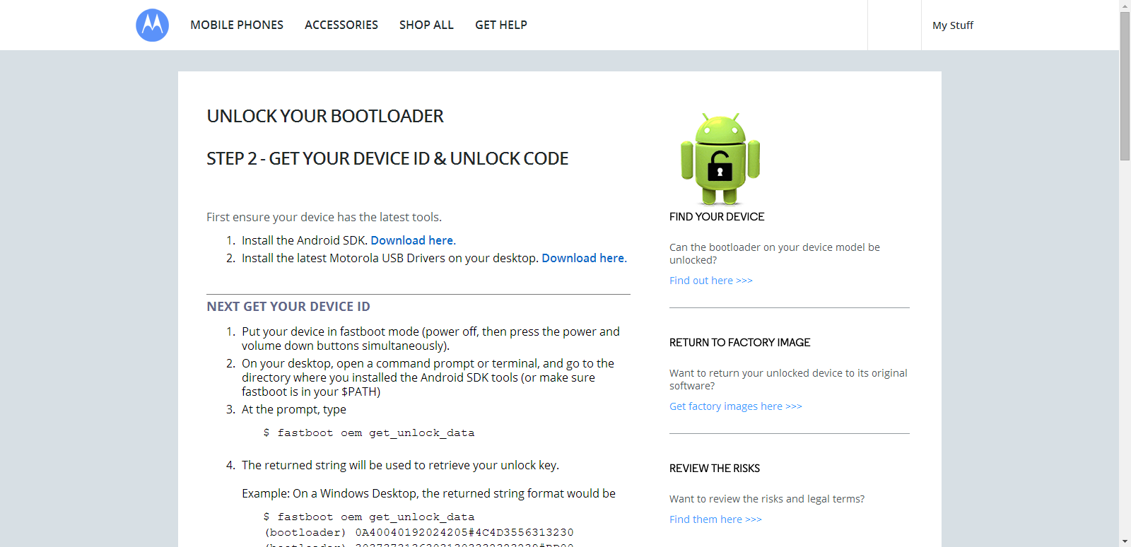 Unlock Bootloader of Motorola Devices